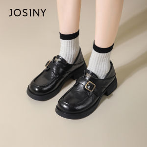 Josiny | Thick Sole Chunky Heel Womens Loafers Easy Slip On