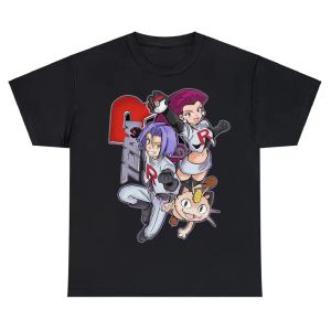 Bandai | 2026 Pok É Mon Animation Rocket Team Cartoon Printed T-shirt 2025 Summer Mens and Womens Plus Size Loose Casual Short Sleeved