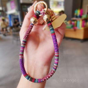 Colorful Plush Wrist Strap Phone Lanyard Original Ethnic Style Outdoor Anti-Loss Handheld Prevent Dropout for Mobile Phone
