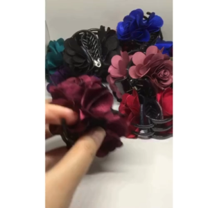 Kẹp tóc 5 răng(càng cua) đính hoa hồng thời trang đủ màu-Kẹp bông càng cua