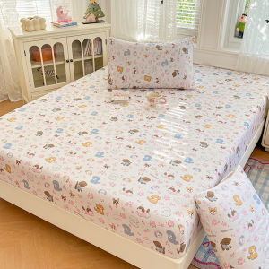 Dansunreve 1pc Fitted Bedsheet Single/Super Single/Queen/King Cartoon Elastic Comfortable Mattress Protector Soft Washable Bed Cover