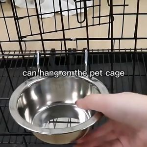 Dog Hanging Metal Hook Stainless Bowl Dog Bowl Pet Bowl Cat Bowl for Dog Feeding Bowl Feeder