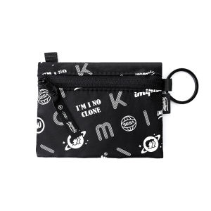 Imipack กระเป๋าสตางค์ใบเล็กคล้องคอสายถักอเนกประสงค์หัวเข็มขัดโลหะพิมพ์ลายยอดนิยมกระเป๋าใส่บัตรเศษเงินกุญแจแบรนด์แฟชั่น