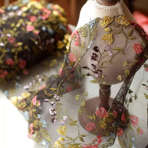 1 Yard Tulle Flower Embroidered Lace Trim DIY Wedding Bra Dress Sewing Fabrics Mesh Fabric Craft Lingerie Accessories