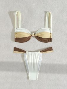 Bộ Đồ Bơi Hai Mảnh Ôm Vừa Vặn Có Chi Tiết Xếp Ly Cho Nữ Bộ Đồ Thể Thao Mùa Hè 2025 Quần Ngắn Tay Ngắn Mặc Đầu