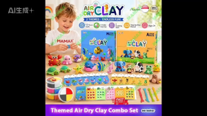 MAMAX【SG Ready Stock】Themed Air Dry Clay DIY Combo Kit for Kids 3+★Marine&Animal World 12 Themes✅4-Color Clay Cup✅Sculpting Tools✅