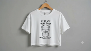 ( ALL ABOUT COFFEE DESIGNS ) QUALITY TRENDY SEMI CROP TOP LOOSE FIT ONE SIZE FITS ALL LOOSE FIT COTTON MATERIAL