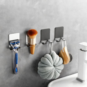 1pc No-Punch Razor Holder Adhesive Razor Storage Hook Bathroom Razor Waterproof Wall Hook Bathroom Shelf Razor Holder for Towel