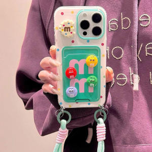 Creative Cartoon M Silicone Phone Case for VIVOX100SPRO X90/X80/X70/X60/X50 with Lanyard Anti-Fall Protection for Women