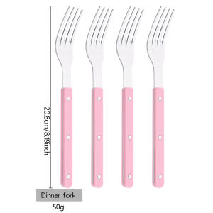 4pcs Mirror Dinner Fork Tableware Acrylic Clip Stainless Steel Handle Fork Set Western Dessert Cake Fruit Fork Kitchen Cutlery