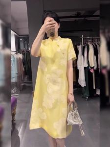 plus Size French Style Dress New Chinese Version A-Line Skirt Conceal Meat Slimming Mid-Length Short Sleeve Commute Wind Womens Dress