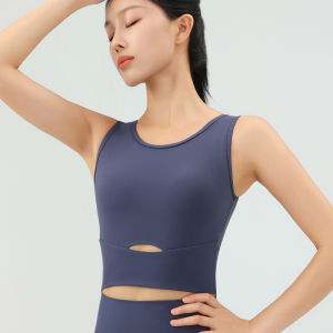 Sports vest womens shock-absorbing integrated high-end training running yoga clothes fitness bra with chest cushion inner top