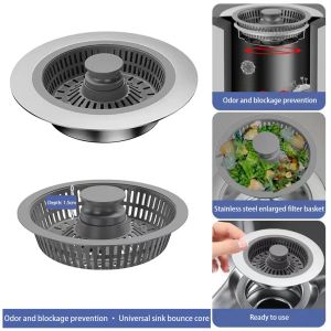 Kitchen Sink Drain Strainer Anti-clogging Pops Up Sink Stopper  Kitchen Drain Plug Filter Screen for Garbage Disposal