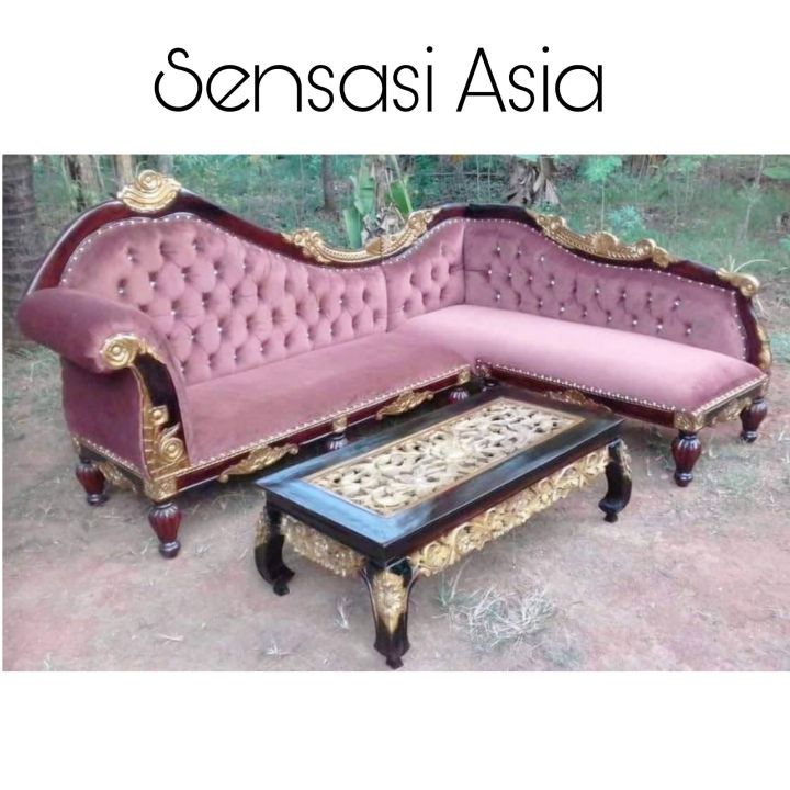 SOFA L SHAPE KAYU JATI /SOFA L JATI INDONESIA Lazada