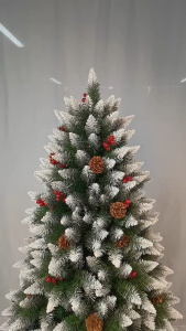 Artificial Christmas Tree 120/150/180/210/240 cm Snowy Christmas Tree with Pine Cones and Red Berry