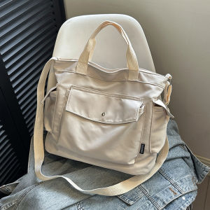 Casual Large Capacity Canvas Tote Bag Womens Commuter Bag Simple Korean Style Handbag Shoulder Bag Crossbody Bag Handbag
