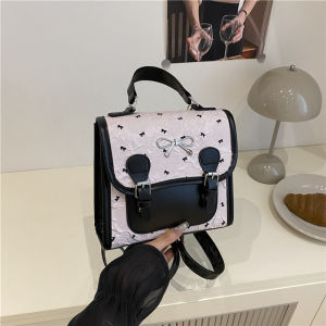 Trendy Cute Butterfly Knot College Style Backpack Womens Double Shoulder Bag Fresh Fashion High-End Sensation Bookbag