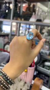 แหวนบลูโทพาส ตัวเรือนเงินแท้ ช่วยสร้างความสงบ