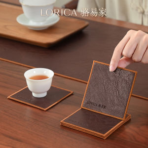 New Chinese Style Leather Tea Cup Coaster Heat Resistant Pad Anti Slip Waterproof Table Mat for Tea Table Dining Table