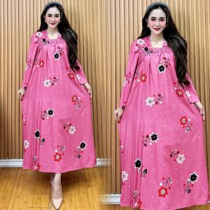 Daster model fuji terbaru motif kembang kecil ld 120cm fit to jumbo dress wanita lengan 3/4 kekinian