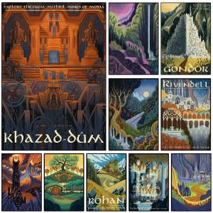 Bandai | Abstract Ring Art Retro Travel Poster Canvas Painting Vintage Film Mordor Castle Lord Magic Wall Kid Bed Room Home Decor Picture