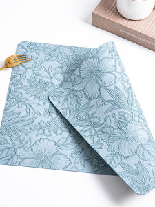 Nordic Style Double Sided Pressed Flower PVC Leather Dining Mat Hotel Home Heat Resistant Table Mat Luxury Creative Anti Slip