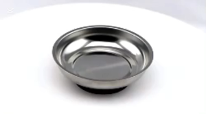 ถาดสแตนเลสแม่เหล็ก ทรงกลม ถาดแม่เหล็กเก็บน็อต สําหรับจัดเก็บเครื่องมือช่าง ขนาด 77.5x29 mm.