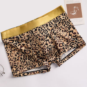 ผู้ชายต่ํา เอว Pure ผ้าฝ้าย กางเกงบ็อกเซอร์ ระบายอากาศได้ดี ใส่สบาย กางเกงใน ทันสมัย ชุดชั้นในไร้รอยต่อพิมพ์ลายเสือดาว