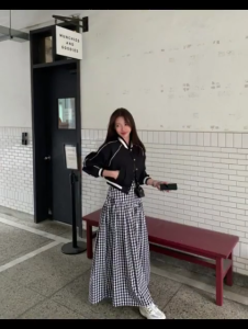 Korean High Waist A-line Splice Long Skirts For Women Loose Maxi Dress