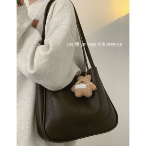 Retro Large Capacity Tote Bag Womens 2024 New Fashionable Vintage Single Shoulder Bag for College Students Class