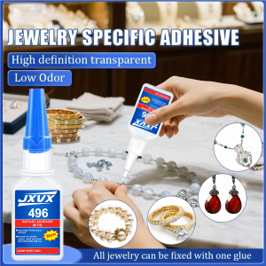 JXVX 20g 496 Instant Glue Powerful Waterproof Jewelry Glass Metal Repair Agent High-Strength Bond Transparent Quick-Set Adhesive