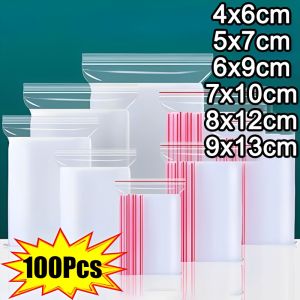 100pcs Small Zip Lock Plastic Bags Transparent Thick Packaging Bag Kitchen Food Storage Resealable Zipper Packaging Bags【Local】PH