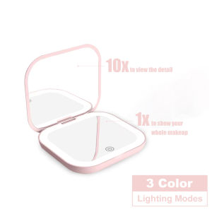 Gương Nhỏ Gọn Cầm Tay Có Đèn LED Độ Phóng Đại 1X/2X Gấp Gọn Nhỏ Gọn Tiện Mang Theo Khi Đi Du Lịch Làm Quà Tặng Cho Phụ Nữ