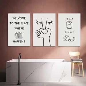 Black and white modern minimalism bathroom wall decoration references humorous murals posters room home decoration