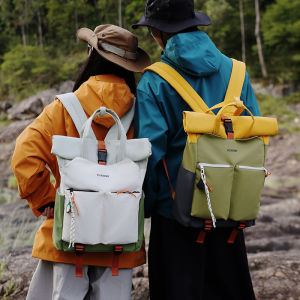 Trendy Large Capacity Outdoor Sports Climbing Hiking Bag Water-Resistant Casual Travel Backpack Nylon Arc Shoulder Strap