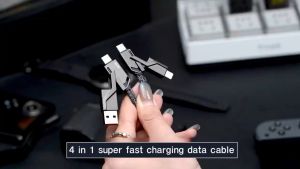 4 IN 1 Zinc Alloy Braided Fast Charging Data Cable Typec Double-Head PD Charging Cable 100W Flash Charging Cable Suitable For iOS Android Fast Charging Cable Kabel Pengecasan 快速充电线