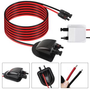 Waterproof RV Solar Entry Gland Box with 2M 10AWG Extension Wire White/Black Double Hole Panel Motorhome Yacht Car Accessories