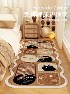 2025 New Black Cat Pattern Carpet Bedroom Easy Care Room Main Bedroom Cute Black Cat Shape Carpet Polyester Fiber Machine Knitted