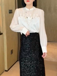 QINGNAER | Elegant Large Size Chinese Style Shirt