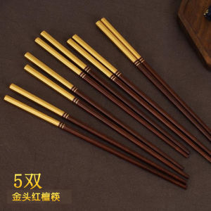 ชุดไม้กินข้าว 5 คู่ ทำจากไม้แดงทอง ชุดไม้กินข้าวสไตล์จีน ใช้ในโรงแรม ใช้ในบ้าน ไม้กินข้าวป้องกันแบคทีเรียและรา
