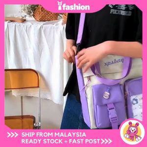 iFASHION 1319 Women Korean Student Large Sling Canvas Tuition Shoulder Messenger Bag Wanita Beg Tangan