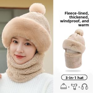 Warm Windproof Winter Face Mask with Integrated Hat for Women