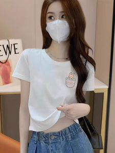 เสื้อยืดคอกลมแขนสั้นทรงหลวมผ้าฝ้ายแท้สำหรับผู้หญิง สีขาว ฤดูร้อน 2025 เสื้อเชิ้ตพื้นฐานแบบใหม่ ทรงเข้ารูป ลำลอง แฟชั่น