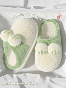 Cute Cat Claw Cotton Slippers Womens Autumn and Winter Home Indoor Soft Thick Bottom Non-Slip Couple Stuffed Insulated Cotton-Padded Shoes Men