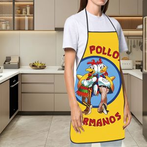 Kitchen Apron - Design with Cartoon Chicken Brothers Adjustable Neck Strap Perfect for Cooking Cooking Accessory Durable Apron