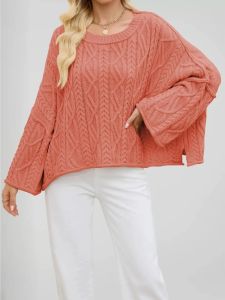 Autumn Winter Women Cable Long Sleeve Knit Sweater Oversized Loose Pullover Chunky Jumper Casual Warm Female Tops Clothing
