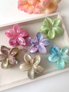 Hawaiian Gradient Plumeria Flower Hairpin Grips Clips Barrettes Accessory