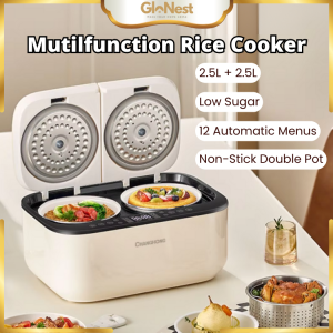 2.5L + 2.5L Double Gallon Low Sugar Rice Cooker Household Multifunctional Non-stick Pot Dual Control Rice Cooker Smart Cooking