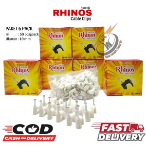 (6 KOTAK) PAKET GROSIR KLEM KABEL LISTRIK PAKU BETON 10 MM 1 KOTAK ISI 50 PCS RHINOS/CABLE CLIPS 10.