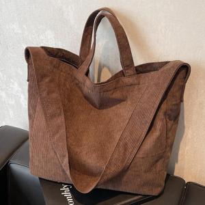 Canvas Bag Womens Large Capacity 2024 New Arrival Easiest for Match Corduroy Cross-Body Bag Minimalist Satchel Work Clothing Tote Bag